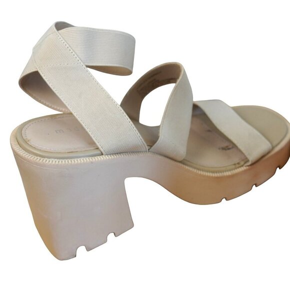 Madden Girl Templee‎ Lug Sole Sandal Beige Size 8 Platform Heel Elastic Straps - Picture 6 of 9
